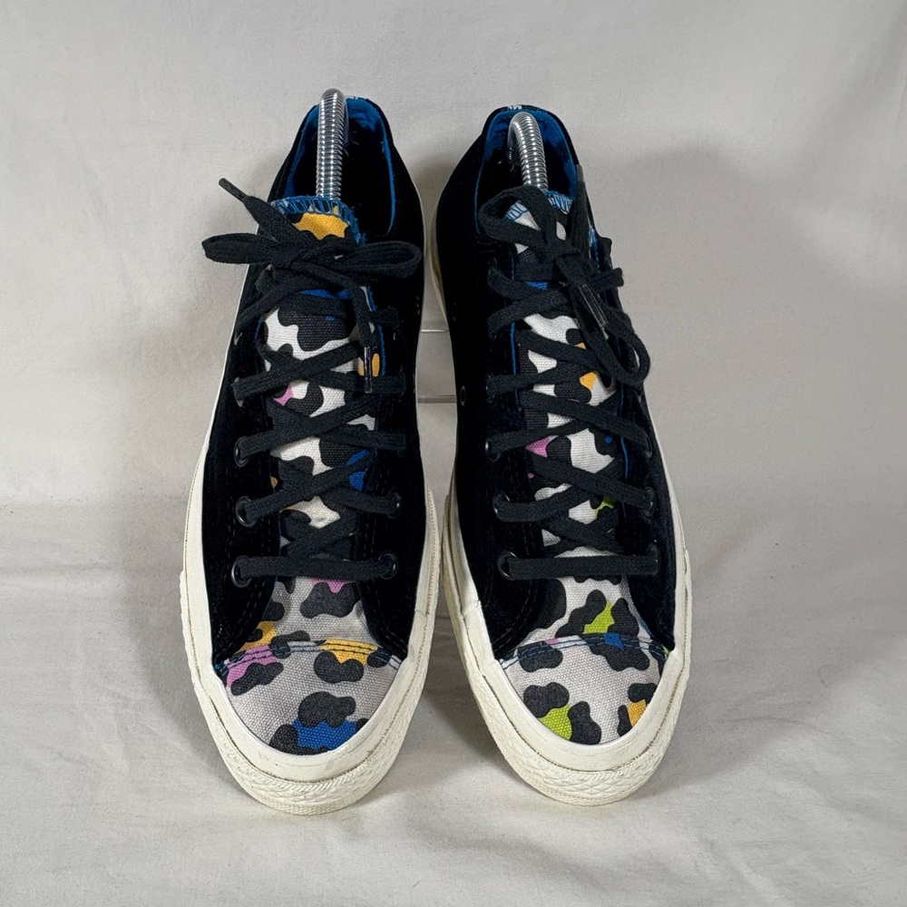 Converse CTAS 70 Black Velvet/Cheetah Print Canvas OX Low Sneakers W's Size 10